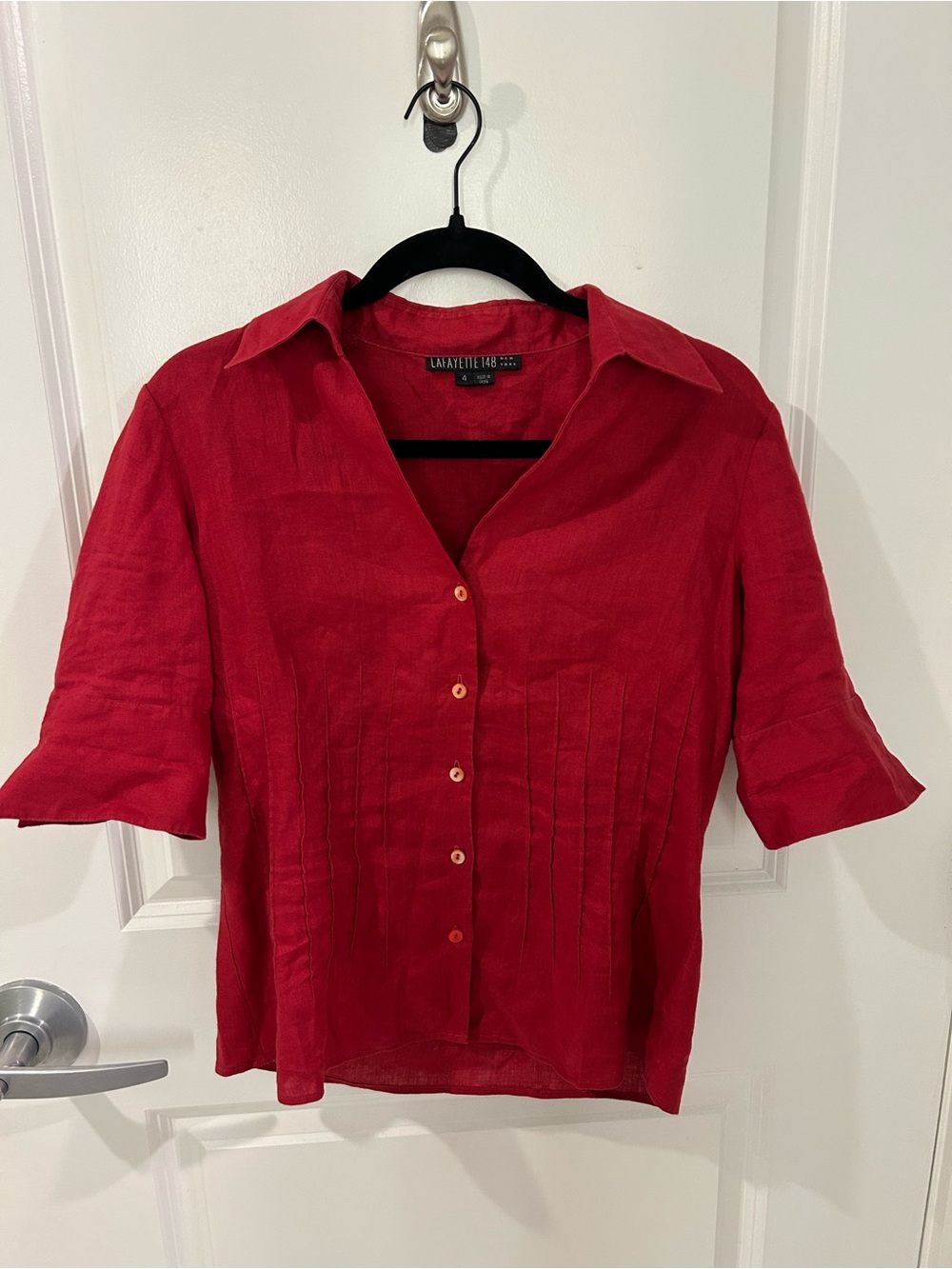 Fitted red top from Lafayette 148